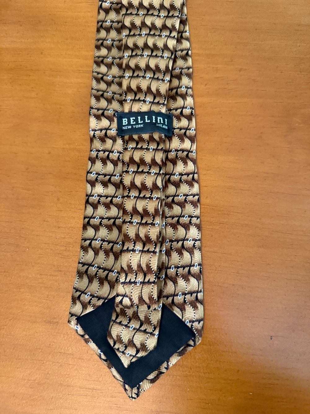 Bellini Brown and Black Silk Patterned Scarf made in USA vintage